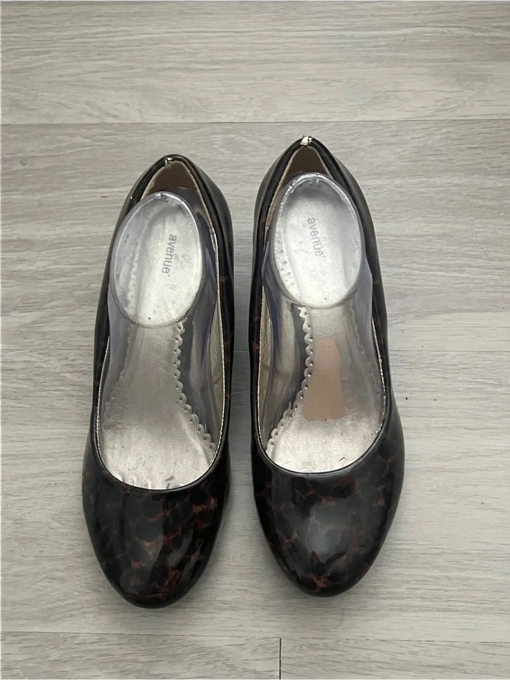 Avenue Wonder Leopard Print Patent Wedge Pumps Brown Black Size 8.5W
